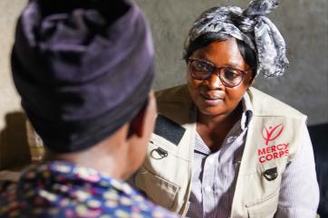 Mercy corps employee interviews individual.