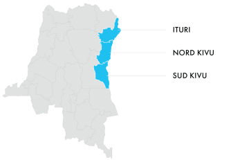 Map of drc showing provinces that mercy corps works in.